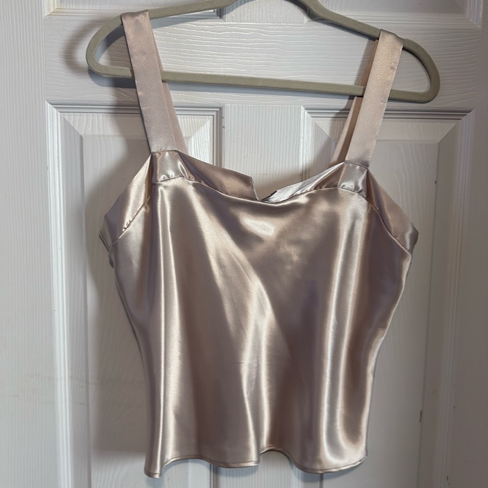 Far west women’s beige Silk Cami camisole size large